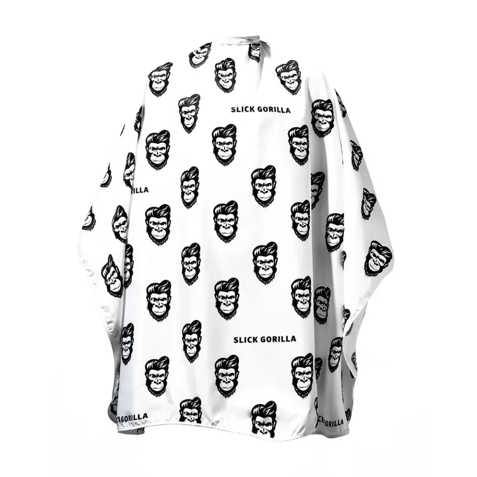 Slick Gorilla Barber Cape frisörkappa vit