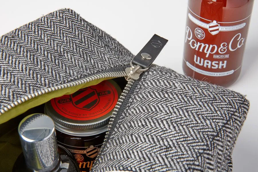 Pomp & Co Dopp Kit necessär tweed fiskben