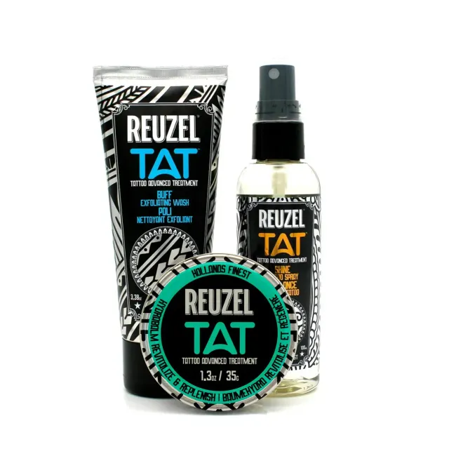 Reuzel TAT Trio tatueringskit Hydrabalm Buff Shine