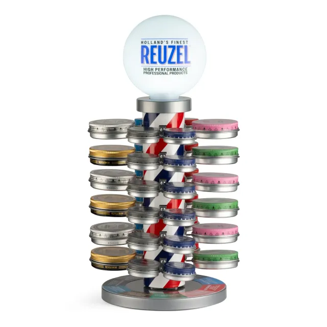 Reuzel Barber Pole 2.0 pomadeställ 48 burkar LED