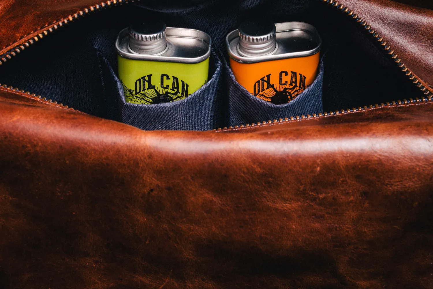 Oil Can x Duke & Sons Wash Bag necessär brun läder