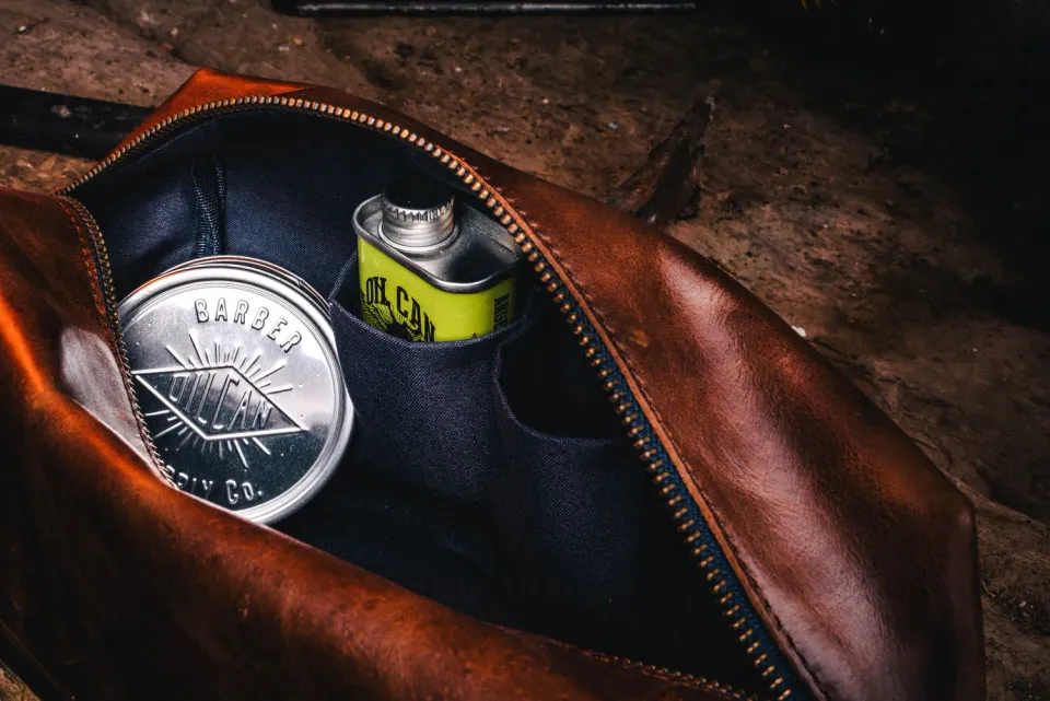 Oil Can x Duke & Sons Wash Bag necessär läder med 2 delar
